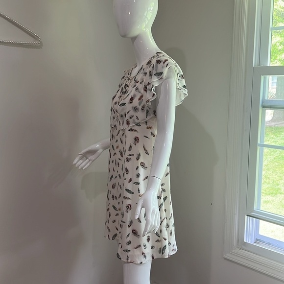 The Kooples Silk Flounce Ruffle Sleeve Feather Mini Dress - Picture 13 of 13